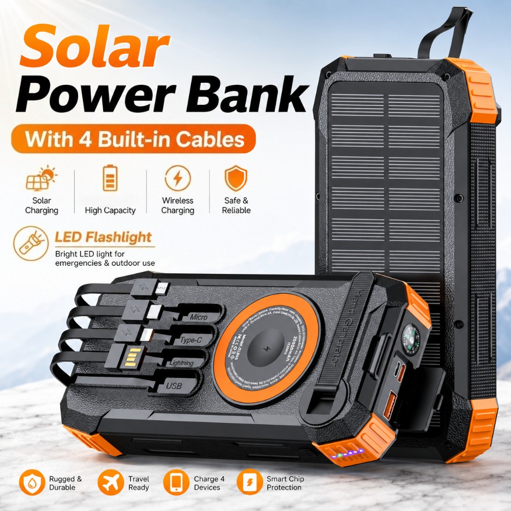 Solar Emergency Charger - New 50000mAh Solar Power Bank Hand