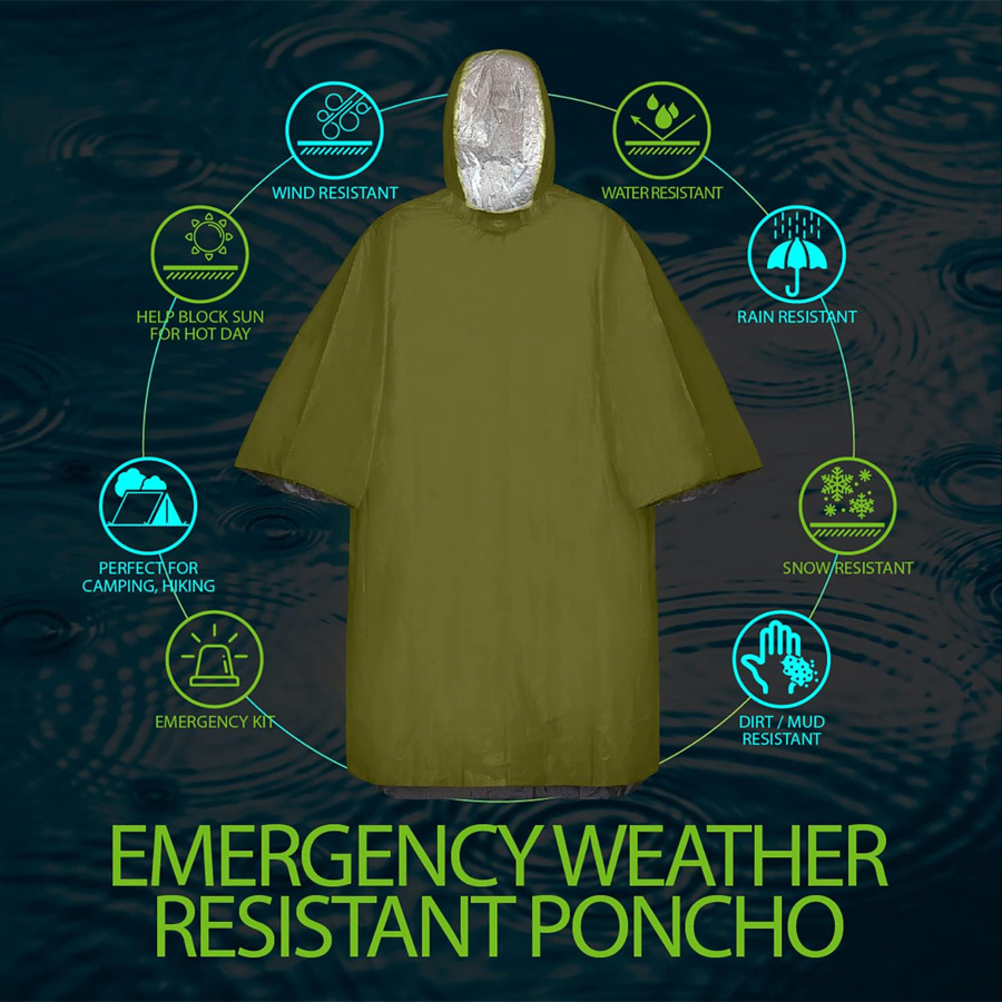 ZHUOHUA 5 Pack Emergency Survi - Emergency Poncho Rain ulasan dan harga